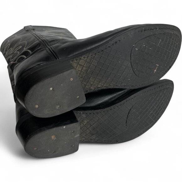 Old West Black Leather Western Cowboy Biker Boots Men's 11 D - Picture 13 of 13